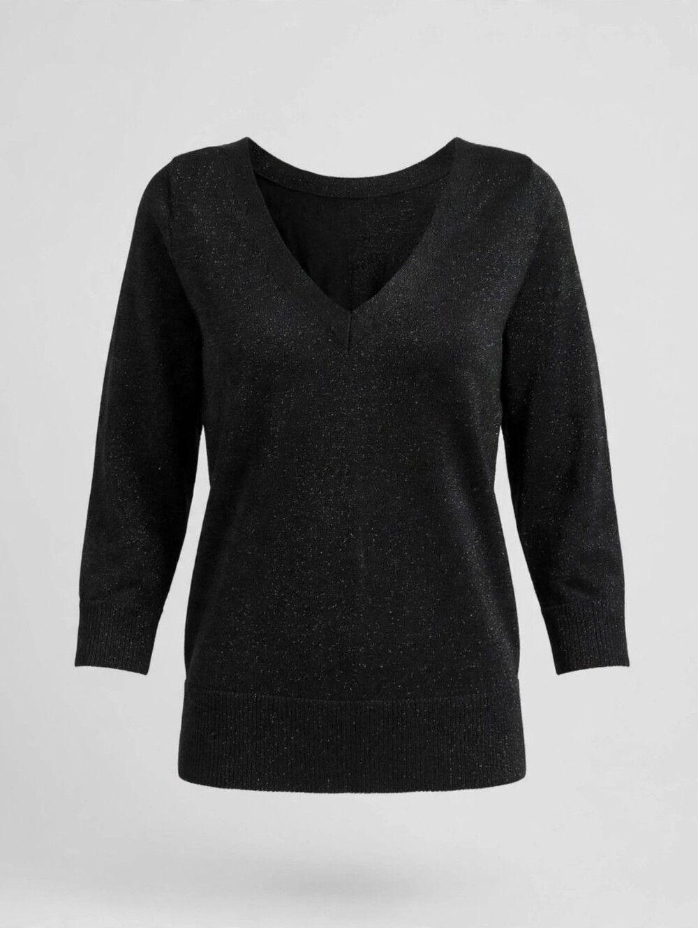 Smart Set Black V-Neck Light Sparkle  Sweater
